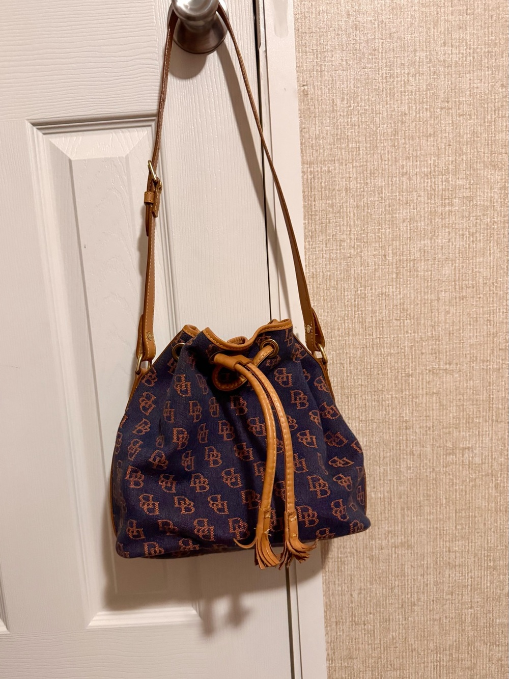 Dooney & Bourke Navy Drawstring Shoulder Bag